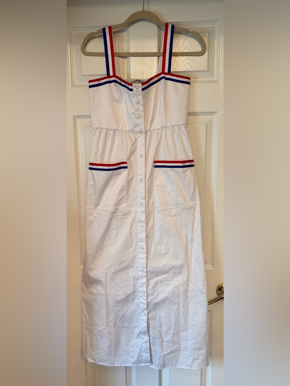 Tuckernuck Classic White Dress with Red & Blue Trim size small